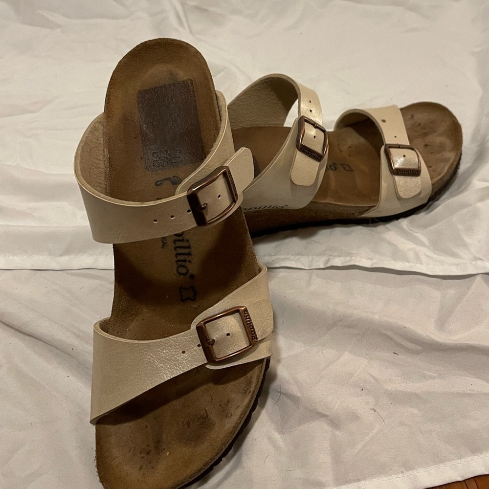 Papillo Dorothy Wedge Sandal pearlescent cream size 40